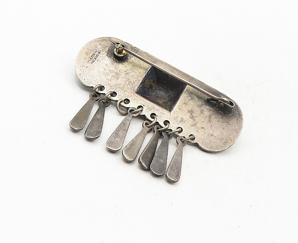 MEXICO 925 Sterling Silver  Vintage Antique Floral Dangling Brooch Pin  BP3487