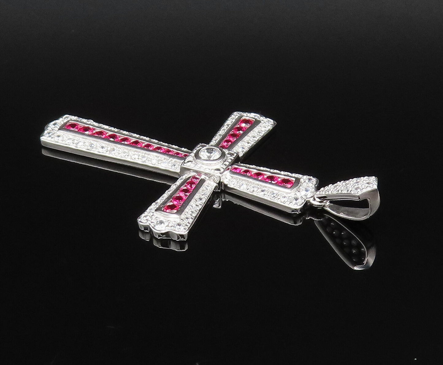 ROSS SIMON 925 Silver  Vintage Topaz & Cubic Zirconia Cross Pendant  PT21623