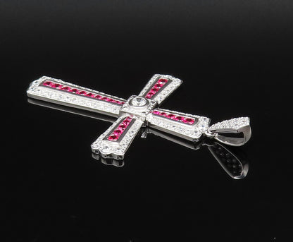 ROSS SIMON 925 Silver  Vintage Topaz & Cubic Zirconia Cross Pendant  PT21623