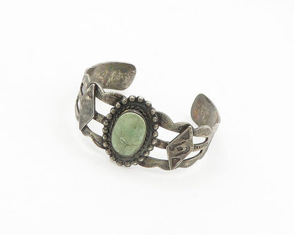SOUTHWESTERN 925 Silver Vintage Antique Turquoise Peyote Cuff Bracelet BT7090