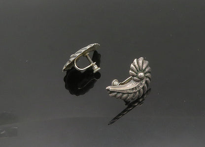 925 Sterling Silver  Vintage Shiny Fluted Swirl Non Pierce Earrings  EG10696