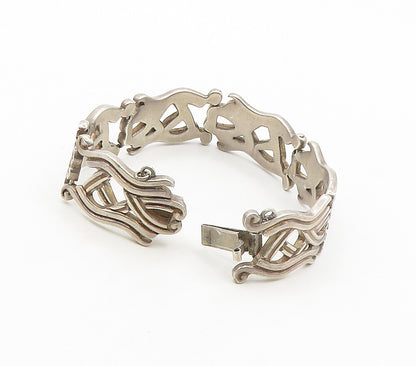 PEDRO CASTILLO 925 Silver  Vintage Dark Tone Hinge Link Chain Bracelet  BT6445