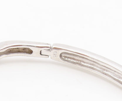 925 Sterling Silver Vintage Bracelet Red Garnet Twisting Ribbon Bangle  BT11605