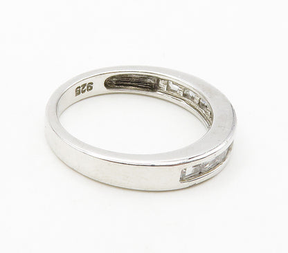 925 Sterling Silver  Sparking Cubic Zirconia Smooth Band Ring Sz 7.5  RG16505