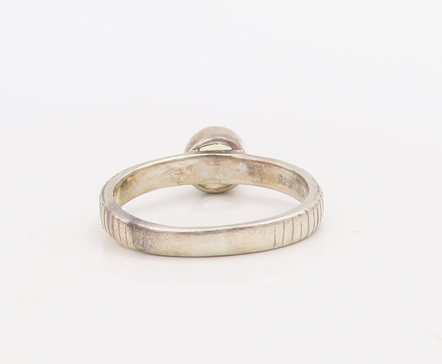 925 Sterling Silver Vintage Ring Etched Stackable Round Citrine  Sz 8  RG30530