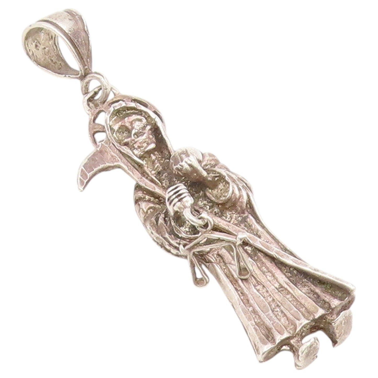 925 Sterling Silver Vintage Pendant Scale Of Justice Grim Reaper Figure  PT26587