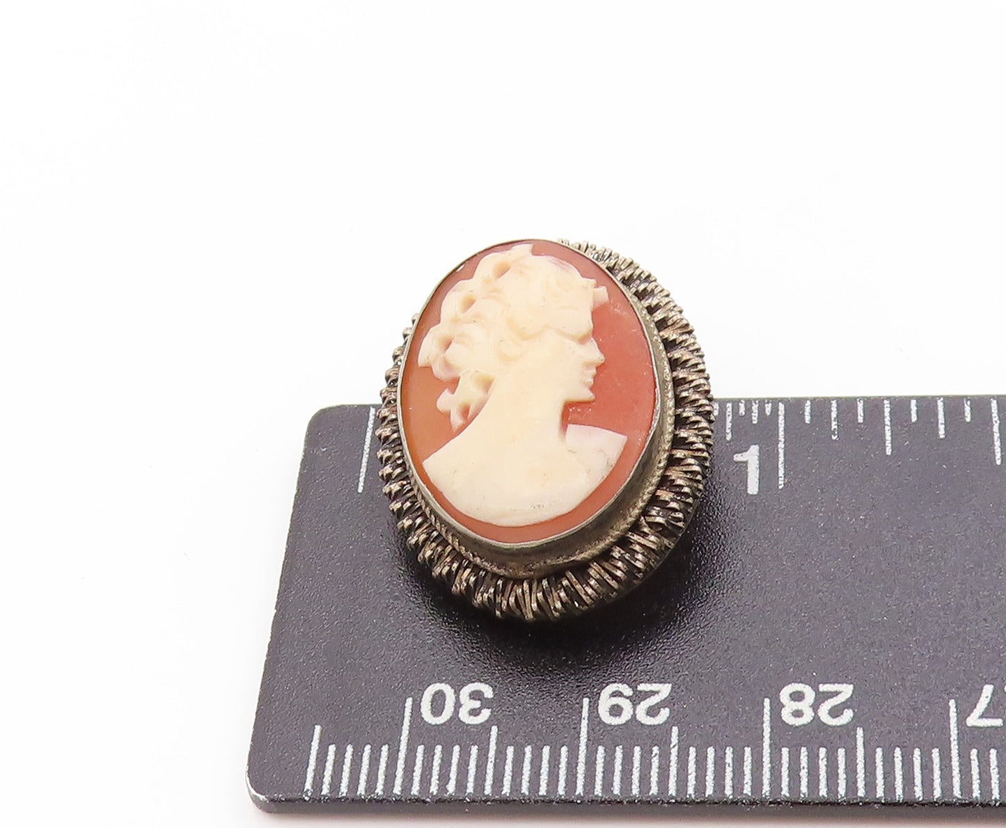 925 Sterling Silver Vintage Pendant Carved Lady's Portrait Cameo Charm   PT25086