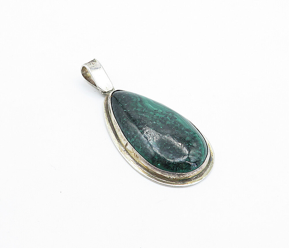 925 Sterling Silver  Vintage Cabochon Cut Eilat Stone Tear Drop Pendant PT4121