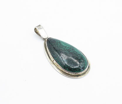 925 Sterling Silver  Vintage Cabochon Cut Eilat Stone Tear Drop Pendant PT4121