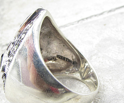 925 Sterling Silver Smoky Quartz & Marcasite Cross Cocktail Ring Sz 8.5 RG1960