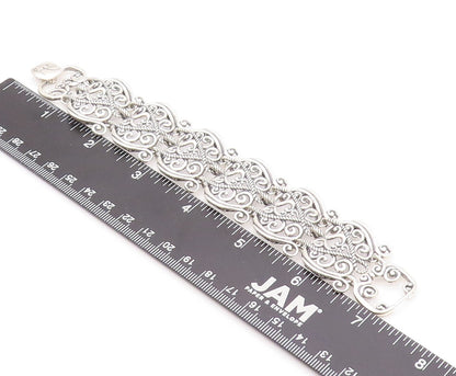 925 Sterling Silver Vintage Bracelet CAROLYN POLLACK Swirly Design Cut  BT11098