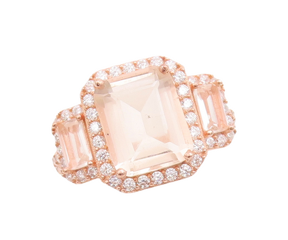 925 Sterling Silver Vintage Ring Rose Gold Plated Morganite Topaz  Sz 6  RG29439
