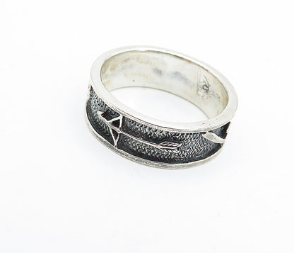 925 Sterling Silver  Vintage Oxidized Paddle Arrow Band Ring Sz 9  RG3645