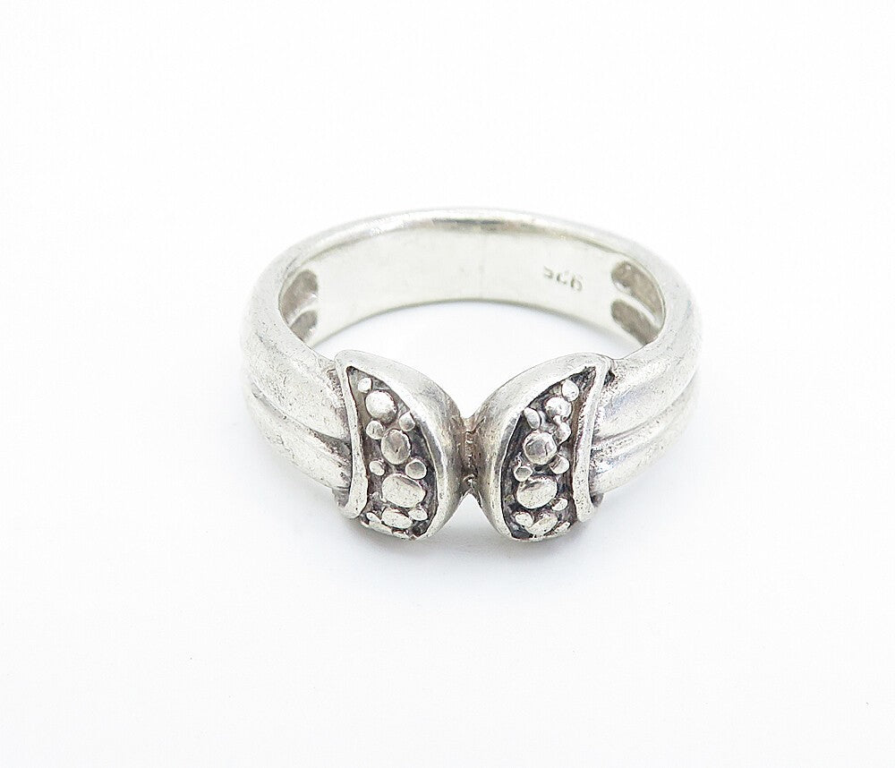 925 Sterling Silver Vintage Etched Detail Ribbed Band Ring Sz 6  RG6260