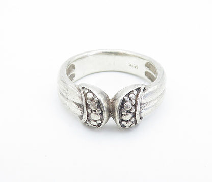 925 Sterling Silver Vintage Etched Detail Ribbed Band Ring Sz 6  RG6260