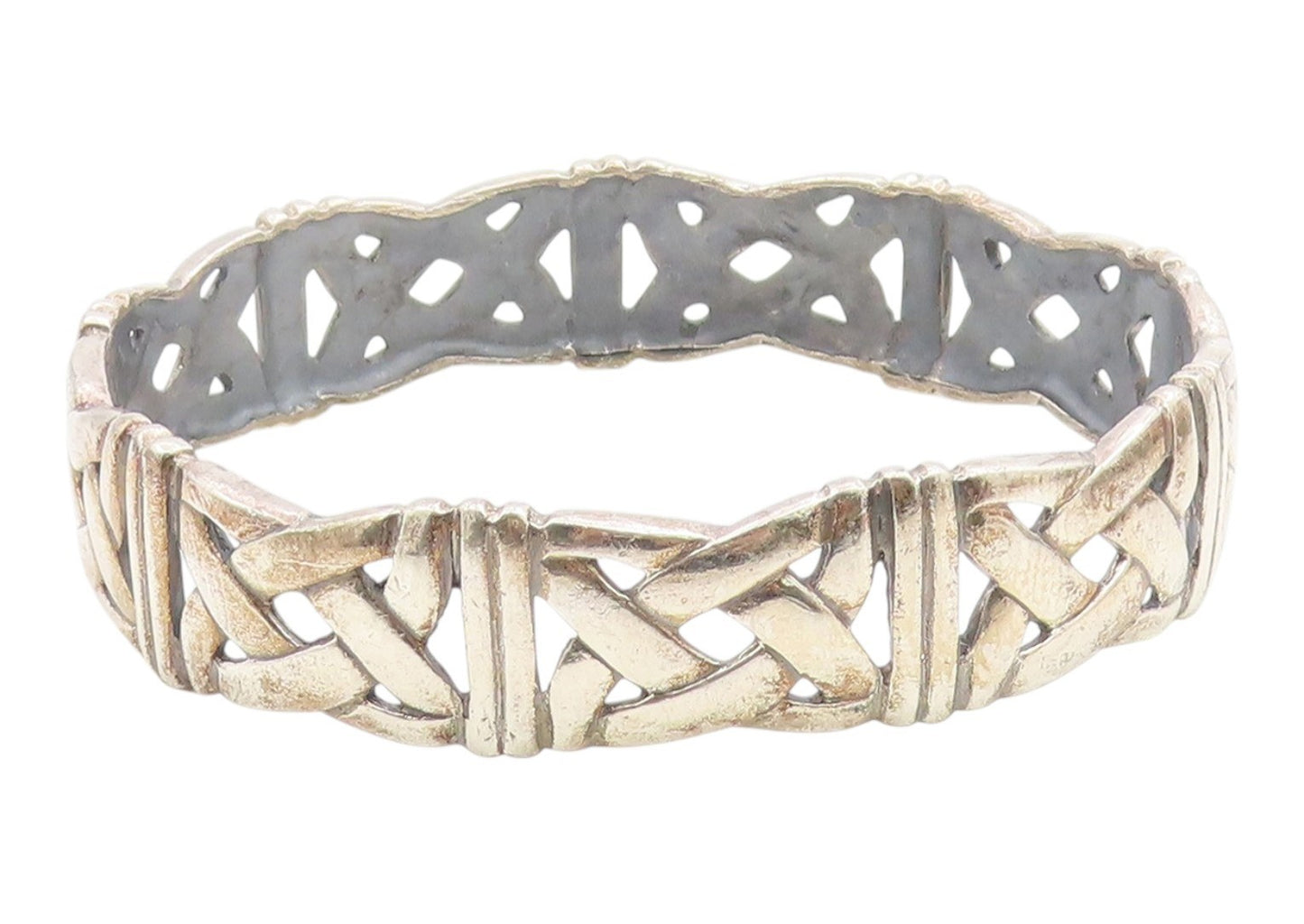 925 Sterling Silver Vintage Bracelet Classic Openwork Celtic Knot Bangle BT12036