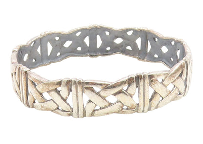 925 Sterling Silver Vintage Bracelet Classic Openwork Celtic Knot Bangle BT12036