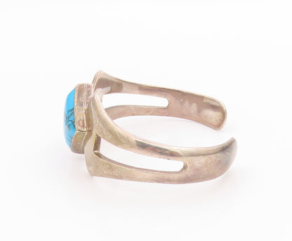 925 Sterling Silver Vintage Bracelet MEXICO Designer Square Turquoise BT11325