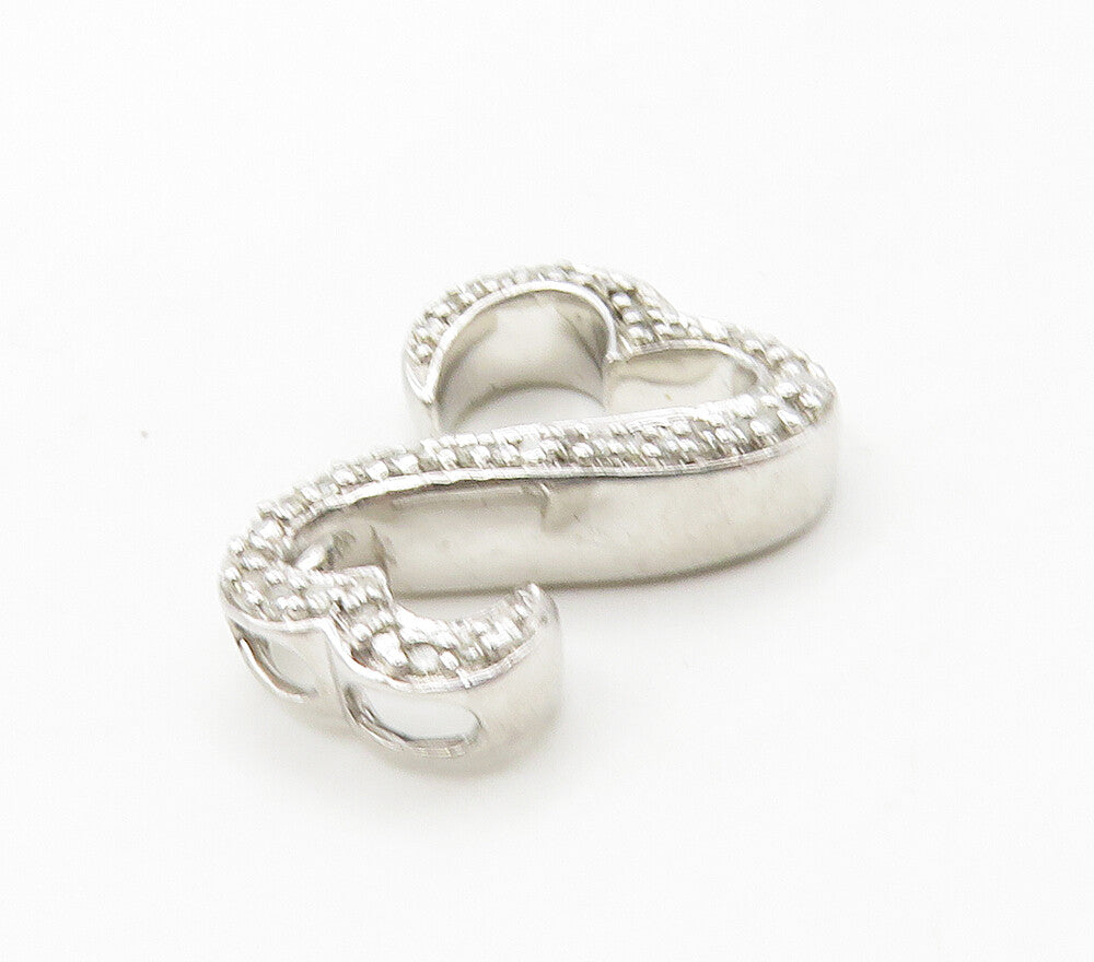 925 Sterling Silver  Shiny Genuine Diamonds Infinity Heart Pendant  PT12554