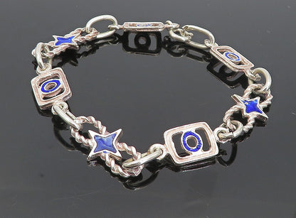 925 Sterling Silver Enamel Coated Star Twist Link Chain Bracelet  BT3705