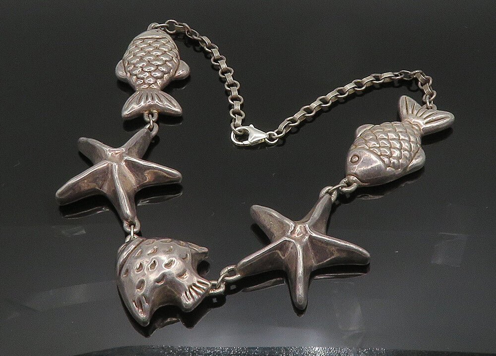 FREDERIC JEAN DUCLOS 925 Silver Sterling Vintage Ocean Theme Necklace NE3340