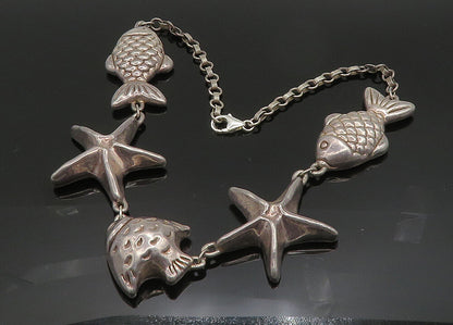 FREDERIC JEAN DUCLOS 925 Silver Sterling Vintage Ocean Theme Necklace NE3340