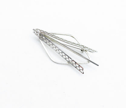 925 Sterling Silver  Vintage Shiny Polished Open Design Brooch Pin  BP2210