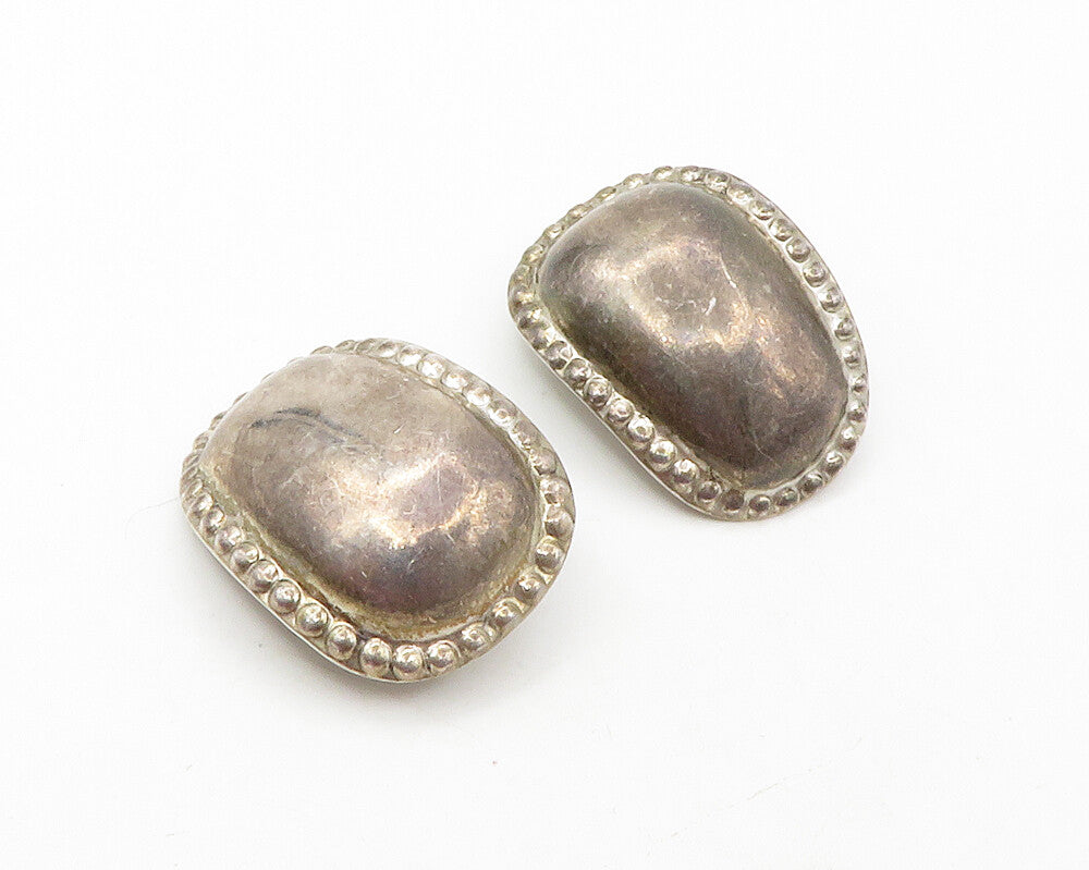 925 Sterling Silver  Vintage Dark Tone Bubble Trim Non Pierce Earrings  EG6416