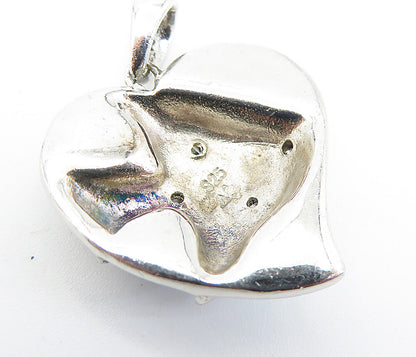 925 Sterling Silver  Fire Opal & Topaz Swimming Fish Heart Pendant  PT4883