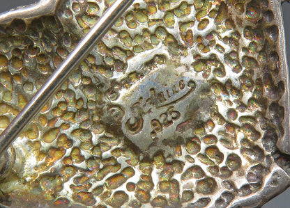 JEZLAINE 925 Sterling Silver  Vintage Floral Vine Love Heart Brooch Pin BP8568