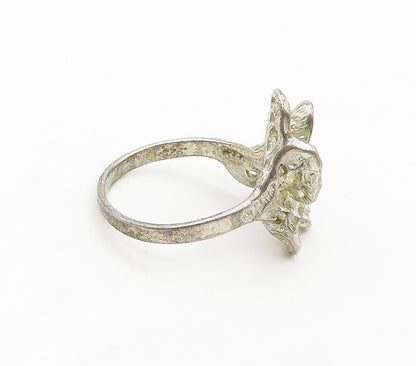 925 Sterling Silver  Vintage Sculpted Abstract Band Ring Sz 6.5  RG16292