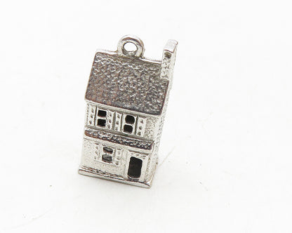 M&M 925 Sterling Silver  Vintage Petite House With Waving Flag Pendant  PT7656