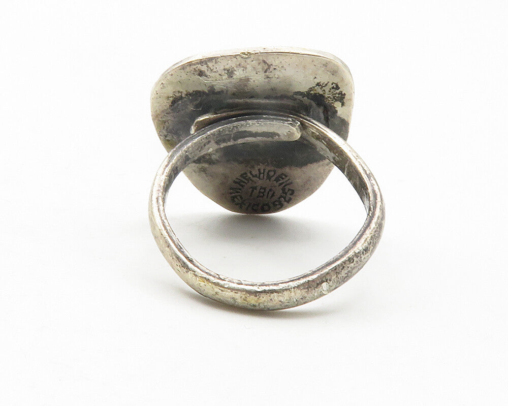 MEXICO 925 Silver  Vintage Etched Crab Motif Cocktail Ring Sz 6  RG11734