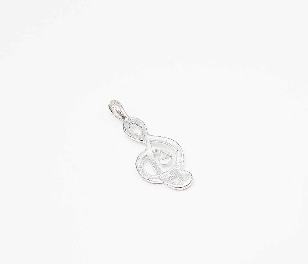925 Sterling Silver  Etched Musical Note Drop Pendant  PT2150