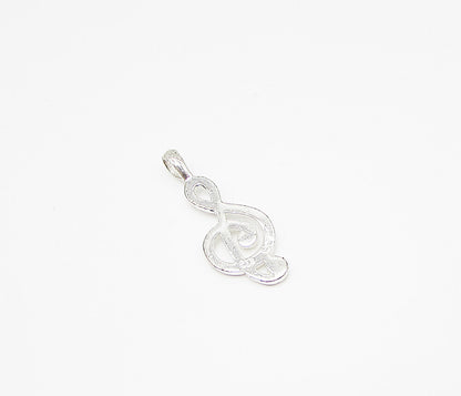 925 Sterling Silver  Etched Musical Note Drop Pendant  PT2150