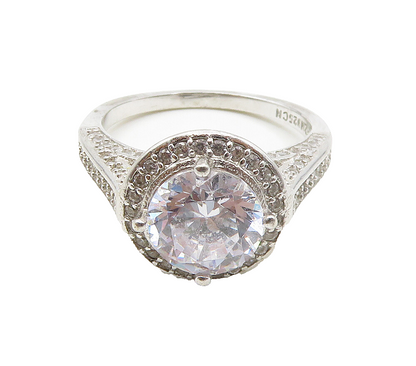 925 Sterling Silver  Sparkling Cubic Zirconia Dome Band Ring Sz 7  RG16359