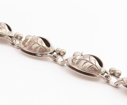 925 Sterling Silver Vintage Bracelet LA PAGLIA Botanical Tulip Link  BT12213
