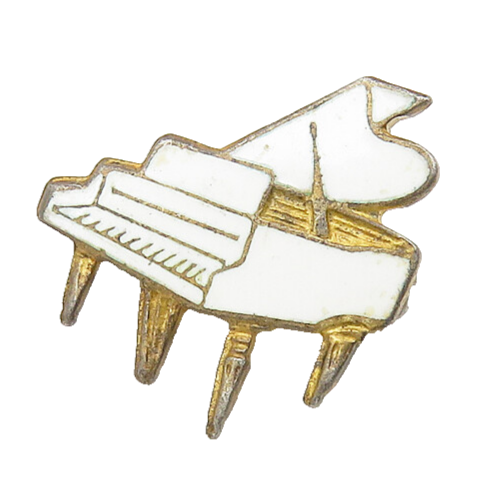 925 Sterling Silver  Vintage Enamel Coated Grand Piano Brooch Pin  BP4215