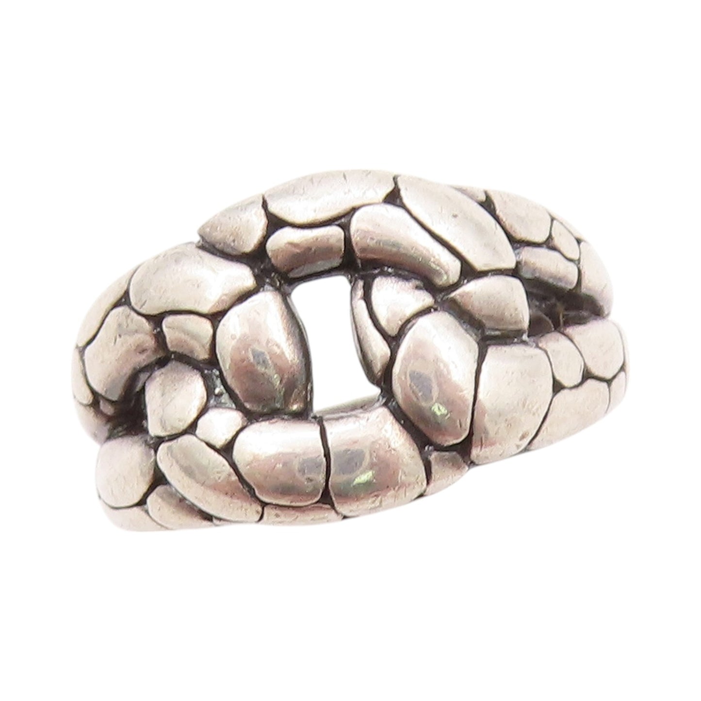 925 Sterling Silver Vintage Ring Dark Tone Snake Skin Design Cut  SZ 6  RG32249