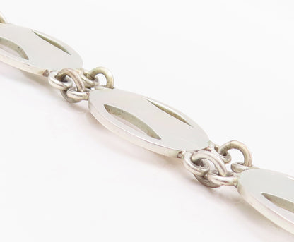 925 Sterling Silver Vintage Bracelet MEXICO Minimalist Oval Cutout Links BT10515