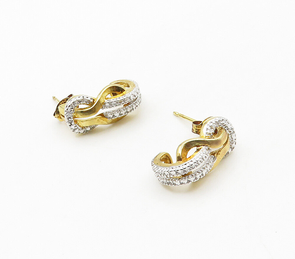 ROSS SIMON 925 Silver  Genuine Diamonds Gold Plated Drop Earrings  EG8449