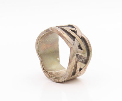 925 Sterling Silver Vintage Ring MEXICO Carved Celtic Knot Band  Sz 9.5  RG35595