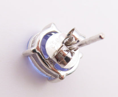 925 Sterling Silver Vintage Earrings Classic Oval Cut Tanzanite Studs  EG14487