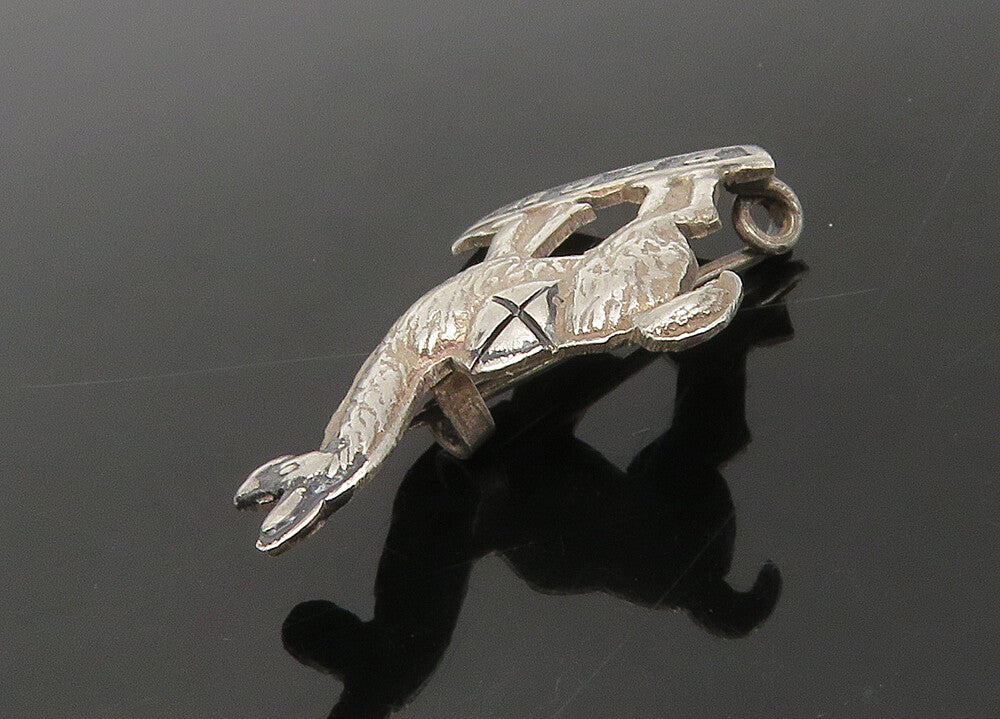 925 Sterling Silver  Vintage Shiny Oxidized Peru Alpaca Brooch Pin  BP8675