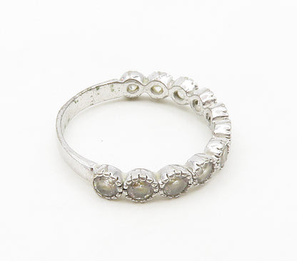 925 Sterling Silver  Round Cut Cubic Zirconia 11 Stone Band Ring Sz 8  RG16493