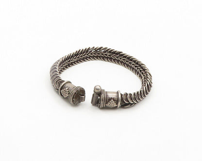925 Sterling Silver  Vintage Dark Tone Floral Detail Chain Bracelet  BT7715