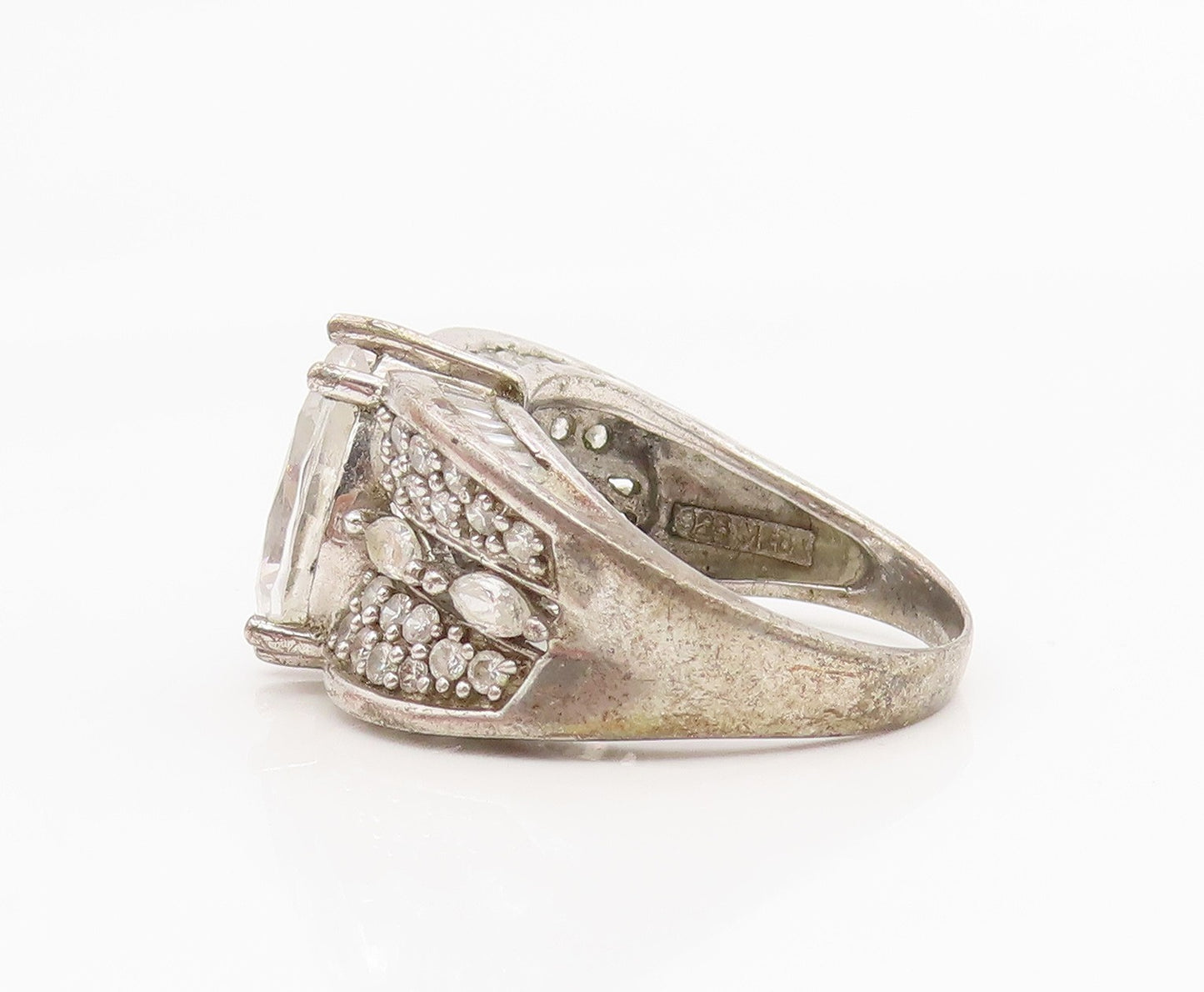 925 Sterling Silver Vintage Ring Multi Shape CZ Statement Band  Sz 7  RG35271