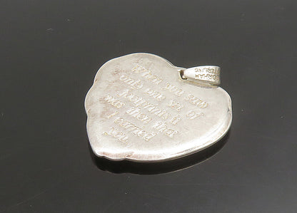GORHAM 925 Silver  Vintage 2 Tone Heart Footprint Faith Quote Pendant  PT19071