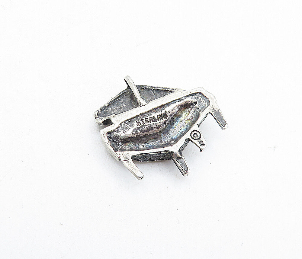 925 Sterling Silver  Vintage Dark Tone Open Grand Piano Motif Pendant  PT4368