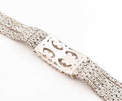 925 Sterling Silver Vintage Bracelet Classic Multi Strand Braided Link  BT12055